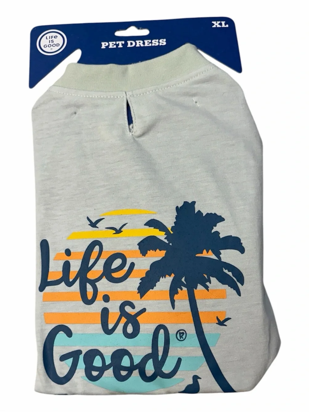 Life Is Good White Tee with Blue Palm Sunset Graphic Dog dress XL